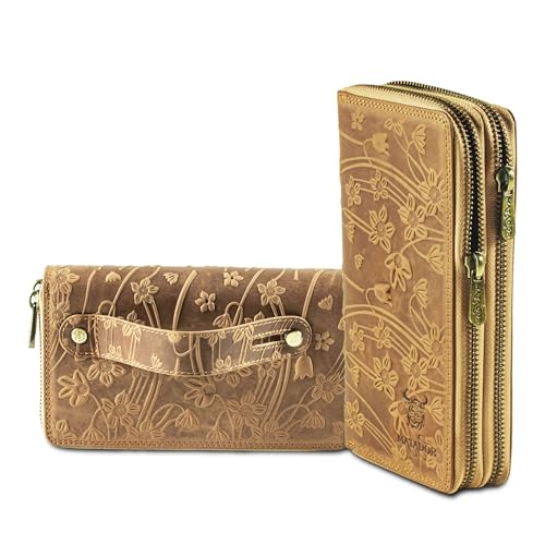 MATADOR Portemonnaie Damen Leder Madrid mit edler Geschenk Box, Eleganter Geldbeutel mit RFID Blocker, Luxus Frauen Portmonee Viele Kartenfächer in Blumen Hell Braun MATADOR Portemonnaie Damen Leder Madrid mit edler Geschenk Box, Eleganter Geldbeutel mit RFID Blocker, Luxus Frauen Portmonee Viele Kartenfächer in Blumen Hell Braun von MATADOR