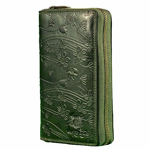 MATADOR [GIRONA XL Karten Portemonnaie Geldbeutel Damen Leder Groß mit edler Geschenk Box | Portmonee Geldbörse Damen Gross mit RFID Blocker |Geldtasche Brieftasche | Damenportemonnaie Blumen Grün MATADOR [GIRONA XL Karten Portemonnaie Geldbeutel Damen Leder Groß mit edler Geschenk Box | Portmonee Geldbörse Damen Gross mit RFID Blocker |Geldtasche Brieftasche | Damenportemonnaie Blumen Grün von MATADOR