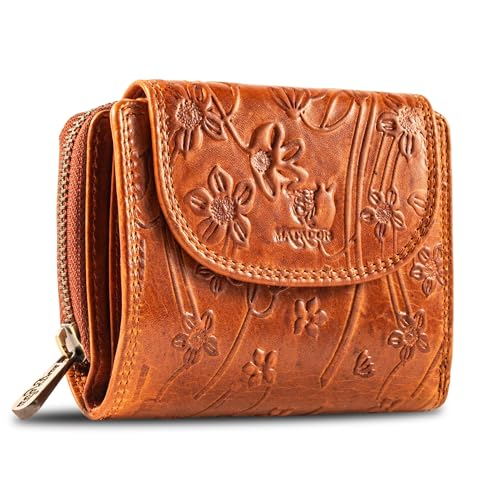 MATADOR SARAGOSSA RFID Blocker Leder Portemonnaie Damen Geldbeutel Portmonee mit Geschenk Box| Geldbörse Mittelgroß Viele Fächer Geldtasche Brieftasche Blumen Braun MATADOR SARAGOSSA RFID Blocker Leder Portemonnaie Damen Geldbeutel Portmonee mit Geschenk Box| Geldbörse Mittelgroß Viele Fächer Geldtasche Brieftasche Blumen Braun von MATADOR