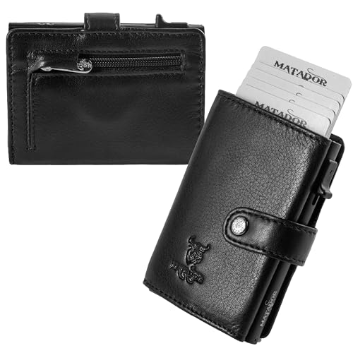 MATADOR Slim Wallet Miami – Leder Kreditkartenetui mit POP-UP Kartenhalter - mit RFID-Schutz & Münzfach - Mini Portemonnaie – kleine Geldbörse Männer mit Geschenk-Box Nappa Schwarz MATADOR Slim Wallet Miami – Leder Kreditkartenetui mit POP-UP Kartenhalter - mit RFID-Schutz & Münzfach - Mini Portemonnaie – kleine Geldbörse Männer mit Geschenk-Box Nappa Schwarz von MATADOR