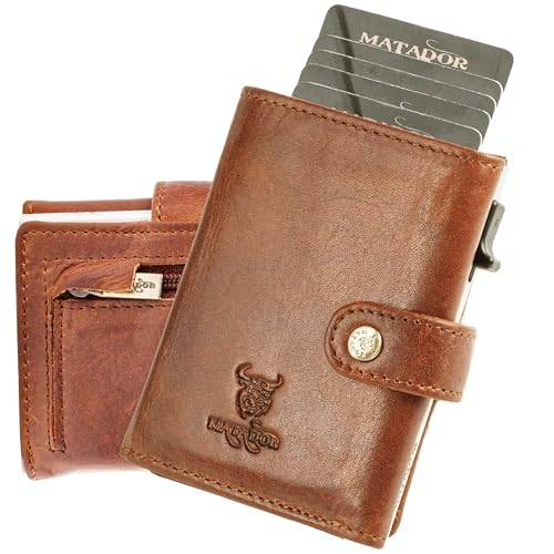 MATADOR Slim Wallet Tokio - POP-UP Kartenhalter Leder - Kreditkartenetui mit Münzfach & RFID-Schutz - Mini Geldbeutel Klein - kleines Karten Portemonnaie mit Geschenk-Box Vintage Braun MATADOR Slim Wallet Tokio - POP-UP Kartenhalter Leder - Kreditkartenetui mit Münzfach & RFID-Schutz - Mini Geldbeutel Klein - kleines Karten Portemonnaie mit Geschenk-Box Vintage Braun von MATADOR