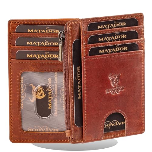 MATADOR Ultra Slim Wallet Montreal mit großem Reißverschlussfach- Dünnes Flaches Leder Portemonnaie für Damen & Herren mit RFID-Schutz – Kreditkartenetui - inkl. Geschenk-Box Vintage Braun MATADOR Ultra Slim Wallet Montreal mit großem Reißverschlussfach- Dünnes Flaches Leder Portemonnaie für Damen & Herren mit RFID-Schutz – Kreditkartenetui - inkl. Geschenk-Box Vintage Braun von MATADOR