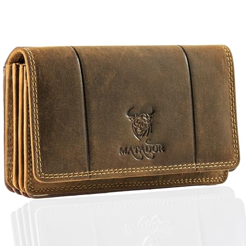 MATADOR |VENEDIG| Damen Portemonnaie mit edler Geschenkverpackung | Geldbörse Damen Leder mit RFID Schutz | Portemonnaie Damen Mittelgroß Langformat | Leder Brieftasche Damen Geldbeutel Hunter Braun MATADOR |VENEDIG| Damen Portemonnaie mit edler Geschenkverpackung | Geldbörse Damen Leder mit RFID Schutz | Portemonnaie Damen Mittelgroß Langformat | Leder Brieftasche Damen Geldbeutel Hunter Braun von MATADOR
