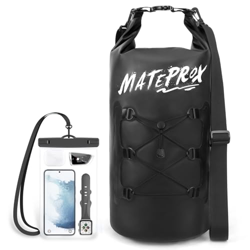 Dry Bag 5L/10L/20L-MATEPROX Wasserdichter Packsack mit Rollverschluss Robust und Langlebig Trockener Beutel Sack wasserdichte Tasche Perfekt für Schwimmen, Bootfahren, Rafting/Camping-20L Schwarz von MATEPROX