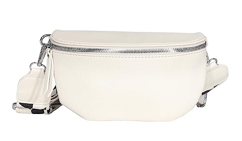 Bauchtasche Damen stylisch Umhängetasche Hüfttasche Bodybag Gürtel Crossbody Bag Schultertasche mit Verstellbaren Gurt 25 (Creme, S / 23 x 14 x 7 cm) von MATY FASHION