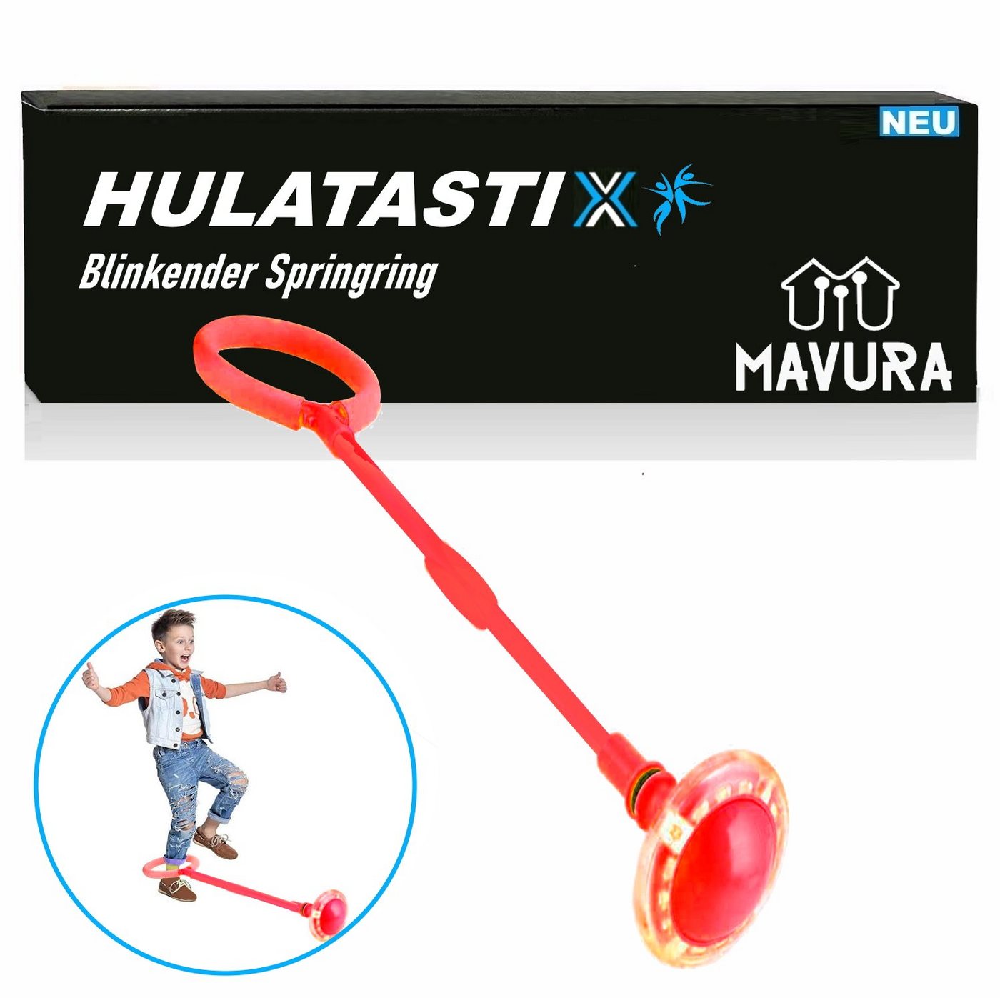 MAVURA Springseil HULATASTIX Blinkender Springring Fußkreisel LED Sprungring, Schaukelball Sprungball Springender Ball Hüpfspiel von MAVURA