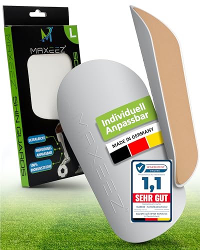 MAXEEZ – Die innovativsten Schienbeinschoner der Welt für Erwachsene und Kinder – Individuell anpassbare Mini Schienbeinschoner Fußball Herren Damen – aus Biokunststoff sitzt bombig - Gr. L MAXEEZ – Die innovativsten Schienbeinschoner der Welt für Erwachsene und Kinder – Individuell anpassbare Mini Schienbeinschoner Fußball Herren Damen – aus Biokunststoff sitzt bombig - Gr. L von MAXEEZ