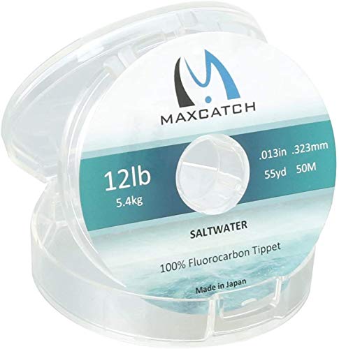 MAXIMUMCATCH Fliegenfischen Fluorocarbon Tippet Vorfachmaterial für Salzwasser oder Süßwasser, 50M 55yards 0X-6X, transparent, unsichtbar im Wasser (16lb, 50M, Salzwasser Fluorocarbon Tippet) von MAXIMUMCATCH