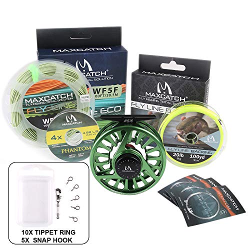 MAXIMUMCATCH Fliegenrolle Avid Serie Fliegenfischen Rollen groß Arbor Angelrolle in 1/3, 3/4, 5/6, 7/8, 9/10wt, 5 Farbe Wahl (Grüne Rolle+Schnüre Combo, 3/4wt) von M MAXIMUMCATCH