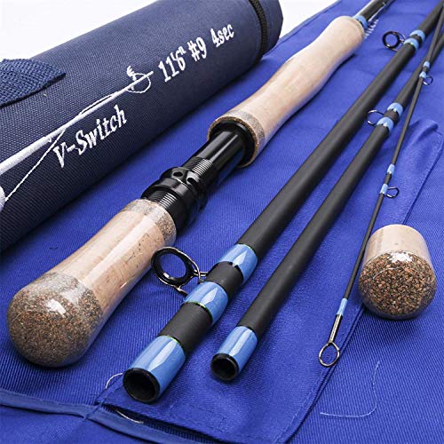 MAXIMUMCATCH Spey/Switch Fliegenrute 4/5/6/7/9ft 4/5/6 teilige Rute IM10 Kohlefaser-Rute Angelrute mit Cordura Rohr (Switch Rute, Travel 11' 7/8wt 5 Teile) von MAXIMUMCATCH