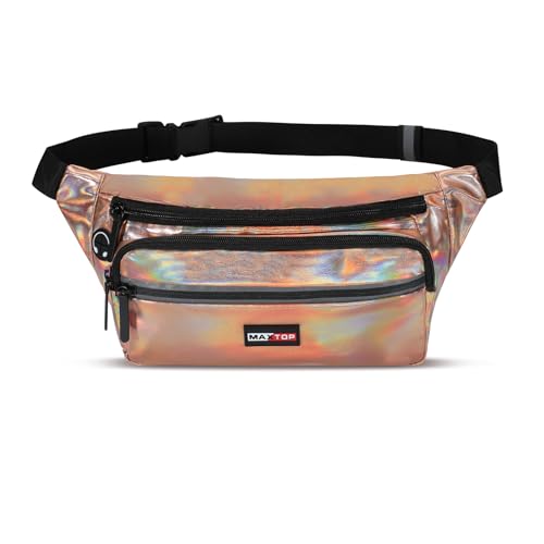 MAXTOP Holographic Bauchtasche Damen Herren Gold Gürteltasche mit reflektierenden Taille Pack Gürteltasche Läufer Geschenke für genießen Festival Sport Workout Radfahren Reisen Laufen Hund Walking von MAXTOP