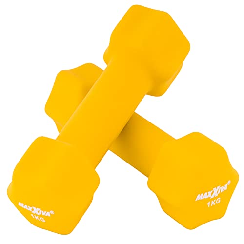 Hantelset gelb Neopren 2 x 1 kg Gymnastikhanteln Kurzhanteln Krafttraining Workout Kraftübungen Bodybuilding Fitness-Zubehör Gewichtheben Reha Pilates Hantelset gelb Neopren 2 x 1 kg Gymnastikhanteln Kurzhanteln Krafttraining Workout Kraftübungen Bodybuilding Fitness-Zubehör Gewichtheben Reha Pilates von MAXXIVA