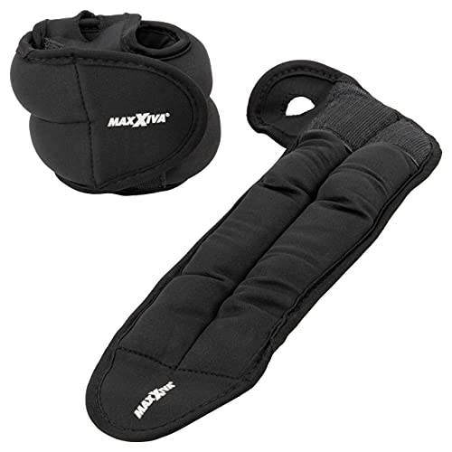 MAXXIVA Handmanschetten Gewichtsmanschetten Set Schwarz 2 x 2,0kg mit Klettverschluss Eisensandfüllung Laufgewichte Krafttraining Fitness Workout 4 kg MAXXIVA Handmanschetten Gewichtsmanschetten Set Schwarz 2 x 2,0kg mit Klettverschluss Eisensandfüllung Laufgewichte Krafttraining Fitness Workout 4 kg von MAXXIVA