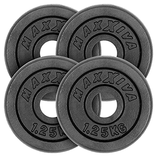 MAXXIVA Hantelscheiben 4er Set Gewichtsplatte je 1,25 kg Gusseisen schwarz 5 kg Fitness Krafttraining Bodybuilding Workout Gewichtheben Reha MAXXIVA Hantelscheiben 4er Set Gewichtsplatte je 1,25 kg Gusseisen schwarz 5 kg Fitness Krafttraining Bodybuilding Workout Gewichtheben Reha von MAXXIVA