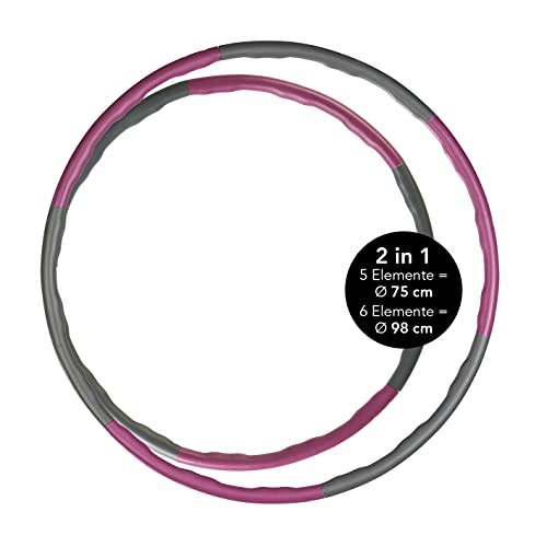 MAXXMEE Hula Hoop Reifen individuell verstellbar 2in1 75cm und 98cm | Reifen mit 6 Elementen zum individuellen Zusammenstecken je nach Größe und Können | Ideal für Anfänger und Profis von MAXXMEE