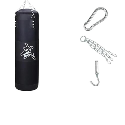 Boxsack Stehend Punch Sandsack Langlebiger hängender hohler Sandsack Boxen Schwerer Boxsack mit Metallkettenhaken Fitness-Boxtraining Boxsack Erwachsene(Boxing Black-80) von MAYANGYANG