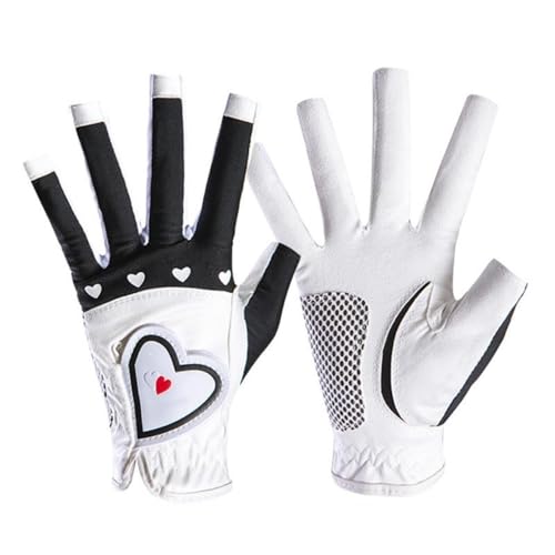 Golfhandschuhe 1Pair Frauen Golfhandschuhe Fingerlose Weiche Sporthandschuhe Damen Mädchen Granulat Anti-Skid Handschuh Linke und rechte Hand Elegante Fäustlinge Golfhandschuhe Damen(Noir,20) von MAYANGYANG