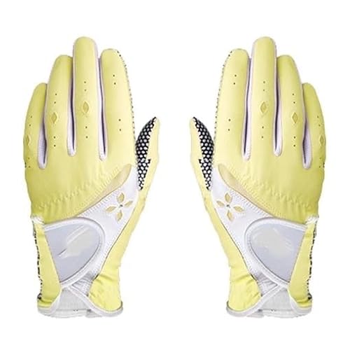 MAYANGYANG Golfhandschuhe 1 Paar Frauen Golf Handschuhe Weiche Atmungsaktive Mit Nicht-Rutsch Partikel Outdoor Sport Golf Zubehör Golfhandschuhe Damen(Yellow-Right-Left,20) von MAYANGYANG