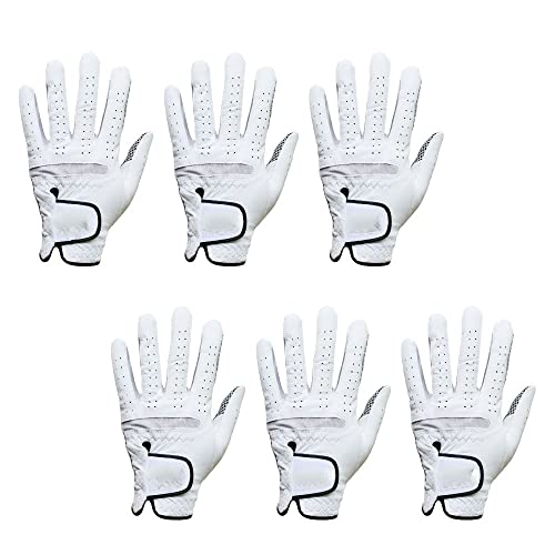 MAYANGYANG Golfhandschuhe 6. Stck Golfhandschuhe Herren Golfhandschuh Weiches Atmungsaktives reines echtes Leder rutschfeste Entwurfsabfall Golfhandschuhe Damen(24 Medium Large) von MAYANGYANG