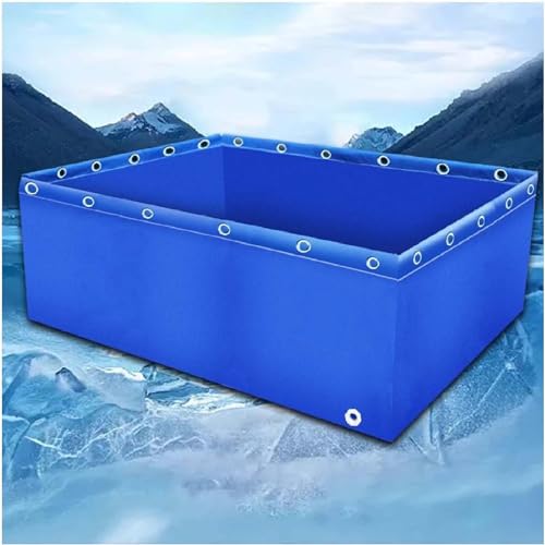 MAYFABD Aquarium-Pool PVC-Leinen Teiche mit Ablassventil Temporärer Haltetank für Salzwasserfische Planen Wasserspeicherbecken für Schwimmende Koi-Fischschildkröten,Blau,3 * 1 * 0.8m von MAYFABD