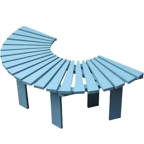 MAYFABD Massivholz Outdoor Garten Baumbank Gebogene Fächerförmige Runde Parkbank mit Lattensitz Rückenfreie Terrasse Halbrunde Baumbank für Außenhofmöbel,D,120x40x42cm von MAYFABD