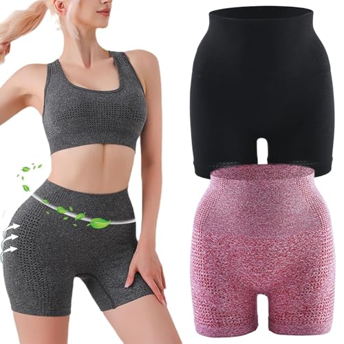 MAYNUO Baiclouds Micro Vibration Massage Shaping Shorts,LCE Silk lon Fiber Repair Shaping Shorts,Baiclouds Ionic Shapewear, Tummy Control Butt Lifting Shorts Shapewear (2PCS-D,M (50-60 kg)) von MAYNUO