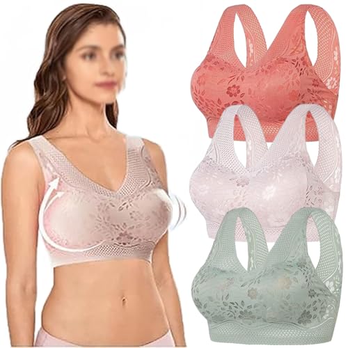 MAYNUO Hatmeos Women 's Orthopedic Anti-Sagging Bra,Hatmes Posture Correcting Bra für Senioren Frauen,Push-Up Full Cup Bra, super sammeln BH drahtlose Push-up-BH (3Stück-C,3XL (70-80kg)) von MAYNUO