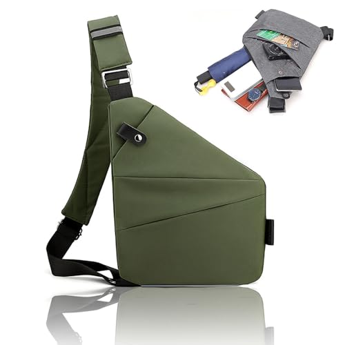 MAYNUO WanderPlus Anti-Diebstahl-Reisetasche,WanderPlus Anti-Diebstahl-Tasche, schlanke Umhängetasche, Umhängetasche, WanderPlus Anti-Diebstahl-Umhängetasche (Grün,Linke Schulter) von MAYNUO