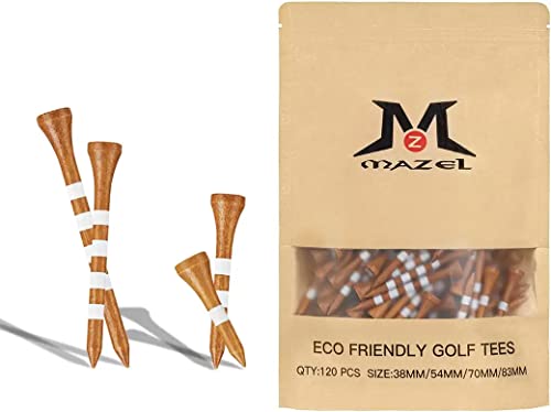 MAZEL Bambus-Golftees aus Bambus, 6,5 cm und 8,9 cm, verschiedene Größen, professionelle niedrige Widerstandskraft (Rosa, 6,5 cm + 8,9 cm) (braunes Holz (120 Stück) 20 Stück. )) von MAZEL