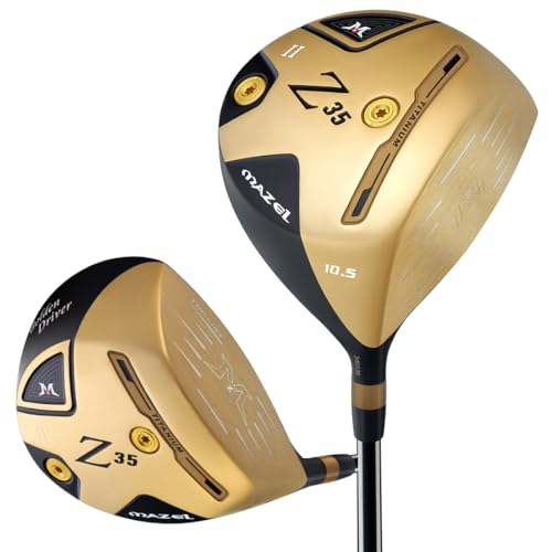 MAZEL Titan-Golf-Treiber für Herren 460cc Rechtshänder, Premium-Cup Face Design, Maximale Balldistanz (Gold, 10.5 Degree Flex Stiff) von MAZEL