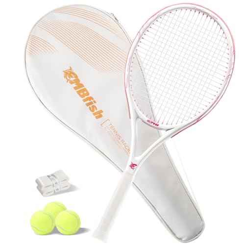 Tennisschläger – Super Value Set mit langlebigen Saiten, bequemem Griff, 68,6 cm Profi-Tennisschläger für Erwachsene, inklusive 3 Tennisbälle, 2 Overgrips und Tennistasche, Pink 1P Tennisschläger – Super Value Set mit langlebigen Saiten, bequemem Griff, 68,6 cm Profi-Tennisschläger für Erwachsene, inklusive 3 Tennisbälle, 2 Overgrips und Tennistasche, Pink 1P von MBFISH