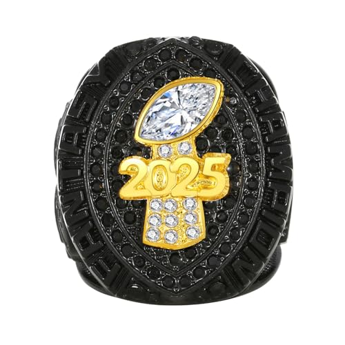 MCBEAN 2025 Fantasy Football Championship Ring mit Box, Schwerer FFL League Champion Ring, Rugby-Souvenir, Sammlerstücke, Geschenke für Fans, Freunde, Familie und Alumni,Schwarz,13# von MCBEAN