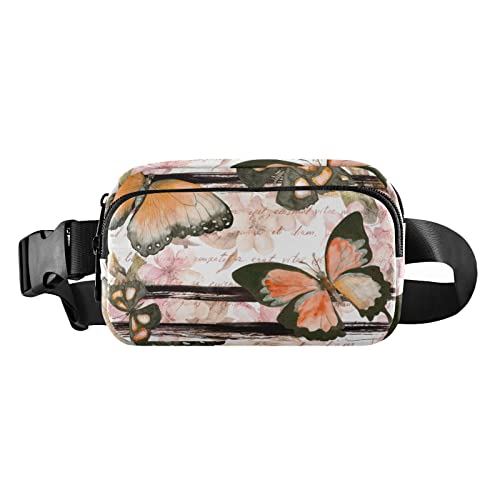 Bauchtasche mit Schmetterlingen, Blumen, für Damen und Herren, Crossbody-Gürteltasche, modische Hüfttaschen, Geldbörse mit verstellbarem Riemen, Bauchtasche für Radfahren, Laufen, Wandern, von MCHIVER