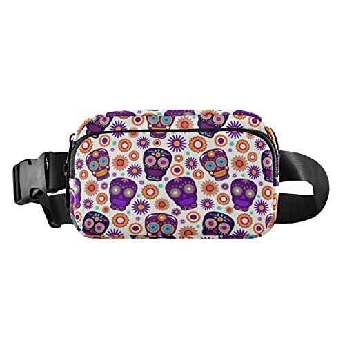 Dead Day Sugar Skull Halloween Bauchtasche für Frauen Herren Crossbody Gürteltasche Mode Hüfttaschen Geldbörse mit verstellbarem Riemen Bauchtaschen für Teenager Mädchen Jungen, Mehrfarbig, Large von MCHIVER