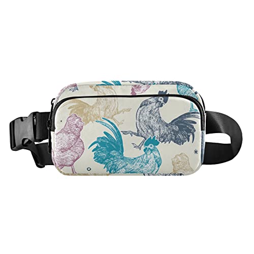 Huhn Bauchtasche für Damen und Herren, Crossbody-Gürteltasche, modische Gürteltasche, Geldbörse mit verstellbarem Riemen, Bauchtasche für Einkaufen, Reisen, Mehrfarbig, Large von MCHIVER