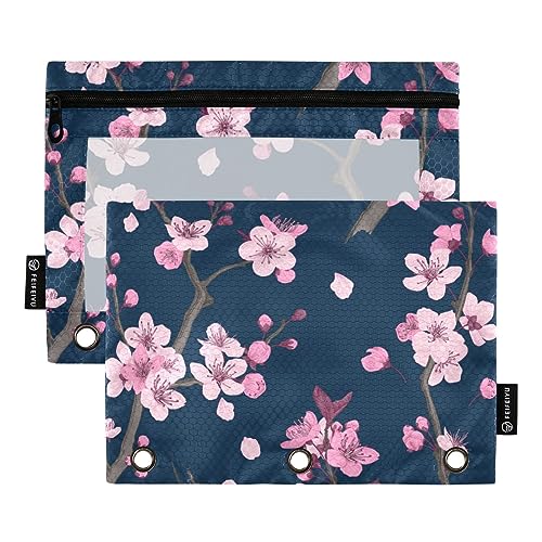MCHIVER Cherry Pencil Pouch for 3 Ring Binder Pencil Pouches with Zippers Clear Window Binder Pockets Pencil Bags for Work Office Daily 2 Packs von MCHIVER