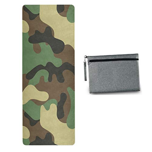 MCHIVER Reise-Yogamatte, rutschfest, Camouflage, faltbare Trainingsmatte, leichte Trainingsmatte mit Tasche, schweißabsorbierend, Reise-Yoga-Matte für Reisen, Yoga, Pilates, Übung von MCHIVER