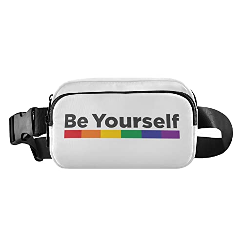 Rainbow Heart Gay Pride Bauchtasche für Damen und Herren, Crossbody-Gürteltasche, modische Hüfttasche, Geldbörse mit verstellbarem Riemen, Hüfttasche für Workout, Reisen, im Freien, 20#, Large von MCHIVER