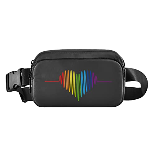 Regenbogen-Herz, Gay-Pride, Bauchtasche für Damen und Herren, Crossbody-Gürteltasche, modische Gürteltasche, Geldbörse mit verstellbarem Riemen, Hüfttasche für Workout, Reisen, Outdoor, 17#, Large von MCHIVER