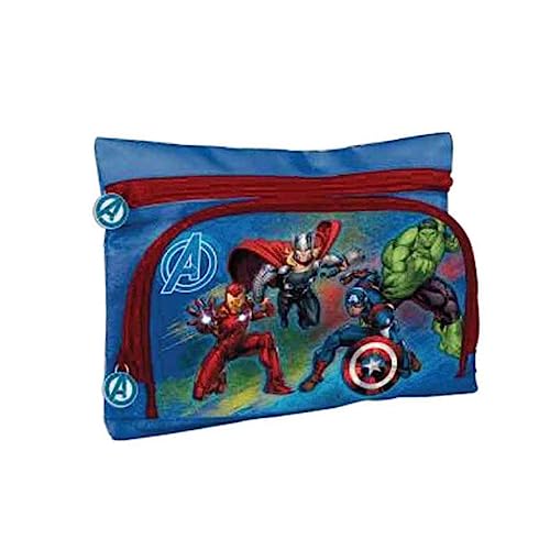 MCM Tasche Federmäppchen Avengers mit zwei Taschen Größe 22 x 6 x 1 cm Schule Kindergarten Hulk Thor Captain America, blau, verspielt von MCM