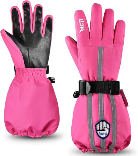 MCTi Kinder Skihandschuhe Wasserdicht Warm Schnee Winter Handschuhe Lange Stulpe Fleece gefüttert mit reflektierendem Riemen Jungen Mädchen MCTi Kinder Skihandschuhe Wasserdicht Warm Schnee Winter Handschuhe Lange Stulpe Fleece gefüttert mit reflektierendem Riemen Jungen Mädchen von MCTi