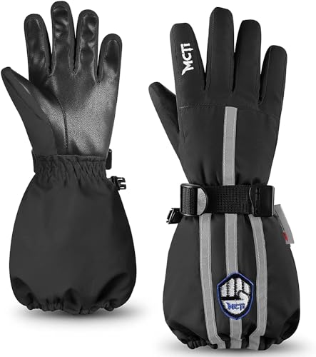 MCTi Kinder Skihandschuhe Wasserdicht Warm Schnee Winter Handschuhe Lange Stulpe Fleece gefüttert mit reflektierendem Riemen Jungen Mädchen MCTi Kinder Skihandschuhe Wasserdicht Warm Schnee Winter Handschuhe Lange Stulpe Fleece gefüttert mit reflektierendem Riemen Jungen Mädchen von MCTi