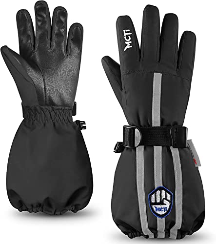 MCTi Kinder Skihandschuhe Wasserdicht Warm Schnee Winter Handschuhe Lange Stulpe Fleece gefüttert mit reflektierendem Riemen Jungen Mädchen MCTi Kinder Skihandschuhe Wasserdicht Warm Schnee Winter Handschuhe Lange Stulpe Fleece gefüttert mit reflektierendem Riemen Jungen Mädchen von MCTi