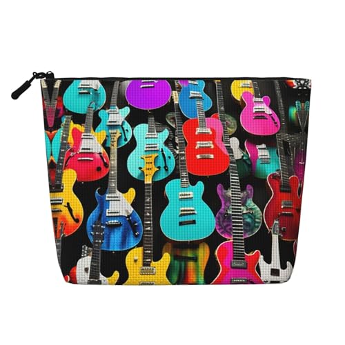 Bunte Gitarren, vielseitige Reise-Kulturbeutel, Make-up-Tasche, perfekt für den täglichen Gebrauch und Geschäftsreisen, Schwarz , Einheitsgröße, Kulturbeutel von MDATT