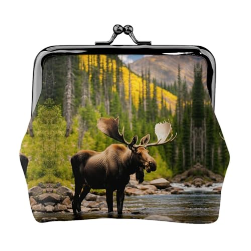 Deer Bear Moose 1 kleine Make-up-Tasche für Geldbörse, tragbare Mini-Kosmetiktaschen, für Fitnessstudio und den täglichen Gebrauch, Schwarz , Einheitsgröße, Münztasche von MDATT