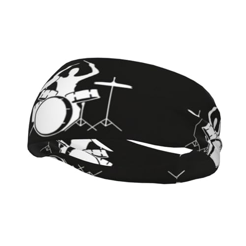 Drummerheadband Haarband, Schweiß-Stirnband, Handtuch, rutschfest, Make-up-Stirnband für Gesichtswäsche, Sport, passend für alle von MDATT