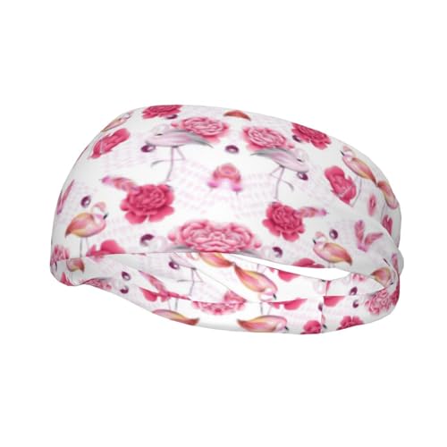 Pinkes Flamingosheadband Haarband, Schweiß-Stirnband, Handtuch, Wickeltuch, rutschfestes Make-up-Stirnband für Gesichtswäsche, Sport, passend für alle von MDATT