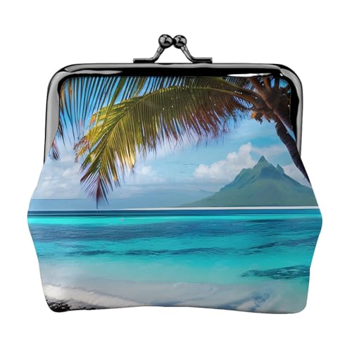 Tahiti Beach kleine Make-up-Tasche für Geldbörse, tragbare Mini-Kosmetiktaschen, für Fitnessstudio und den täglichen Gebrauch, Schwarz , Einheitsgröße, Münztasche von MDATT