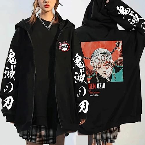 MDEM Dämon Slayer Uzui Tengen Harajuku Anime Zipper Hoodies Männer Langarm Manga Koreanische Version Retro Frauen Warm Zipper Jacke Mantel-style3||XS von MDEM