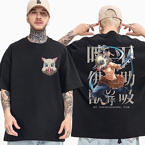 MDEM Neue T Hemd Dämon Slayer Kimetsu Keine Yaiba Inosuke Schwein Junge Lustige Mashup Schwarz T-Shirt Atmungsaktive Baumwolle T Shirt Kurzarm-style7||XXS von MDEM